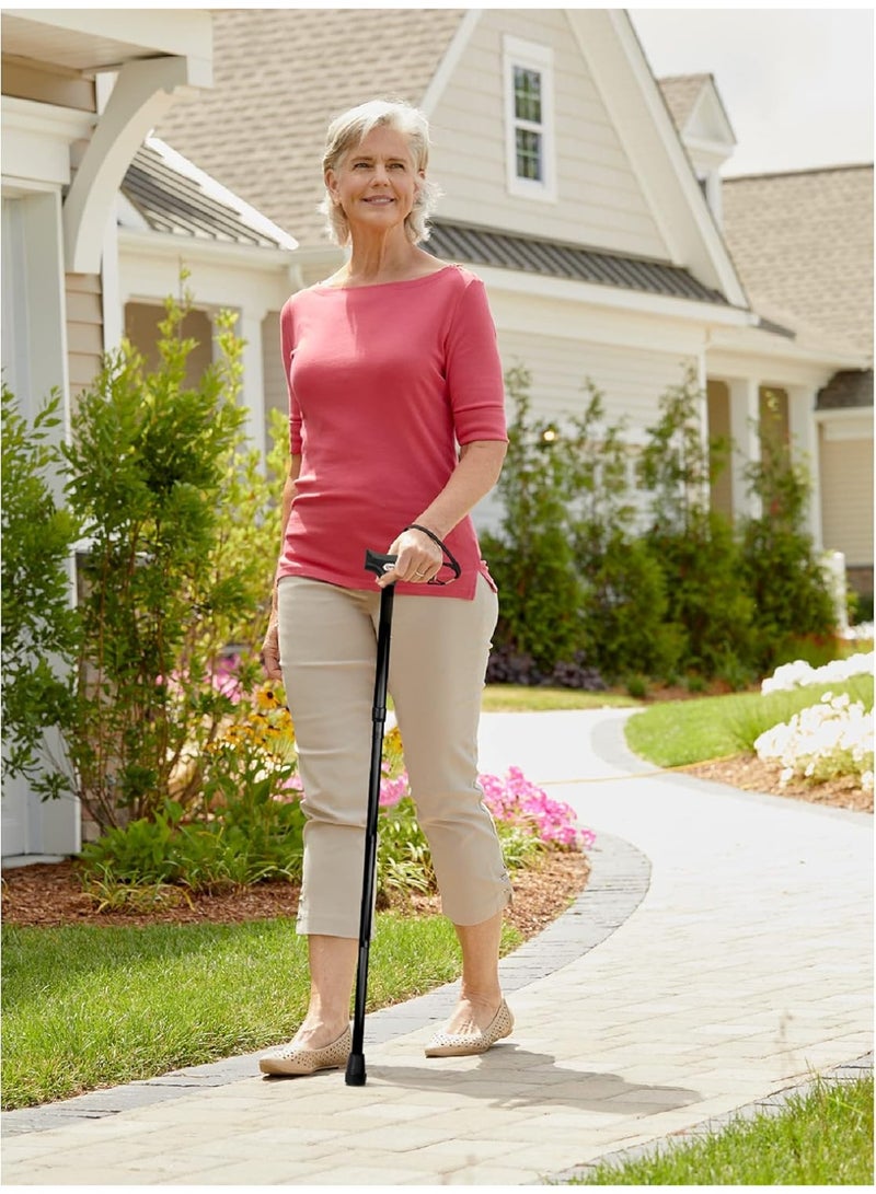 Carex Soft Grip Folding Cane - Foldable Walking Cane For Men and Women - Adjustable Height (33"-37"), Anti-Slip Rubber Tip, Soft Derby Style Ergonomic Handle, Black Cane - Image 4