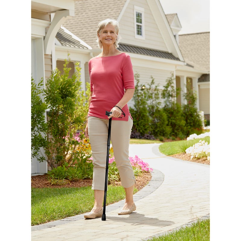 Carex Soft Grip Folding Cane - Foldable Walking Cane For Men and Women - Adjustable Height (33"-37"), Anti-Slip Rubber Tip, Soft Derby Style Ergonomic Handle, Black Cane - Image 2