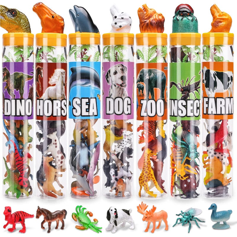 KarberDark 95 Pcs Small Animal Toys Assorted Mini Ocean Zoo Farm Dinosaur Insect Dog and Horse Figure Little Plastic Animals Figurine for Easter Sensory Bin Stuffers Birthday GiftsKid 35 - Image 2