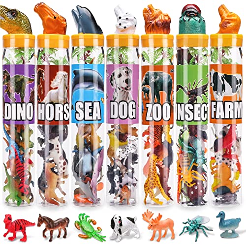 KarberDark 95 Pcs Small Animal Toys Assorted Mini Ocean Zoo Farm Dinosaur Insect Dog and Horse Figure Little Plastic Animals Figurine for Easter Sensory Bin Stuffers Birthday GiftsKid 35 - Image 1