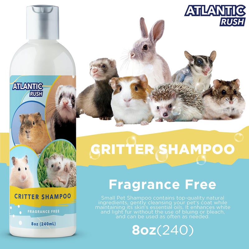 Atlantic Rush Critter Shampoo for Small Pets -Small Animal Fragrance & Detergent Free Shampoo - Sensitive Skin Shampoo for Ferrets, Guinea Pigs, Rabbits, Hedgehogs, Hamsters & Sugar Gliders (8 oz Fragrance Free) - Image 3
