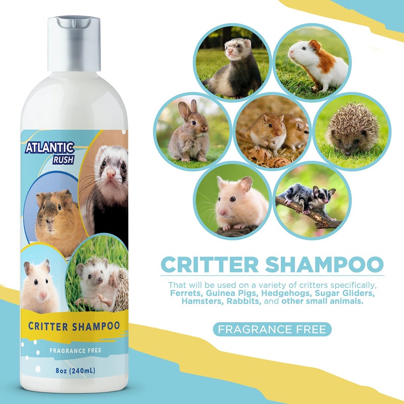 Atlantic Rush Critter Shampoo for Small Pets -Small Animal Fragrance & Detergent Free Shampoo - Sensitive Skin Shampoo for Ferrets, Guinea Pigs, Rabbits, Hedgehogs, Hamsters & Sugar Gliders (8 oz Fragrance Free) - Image 5
