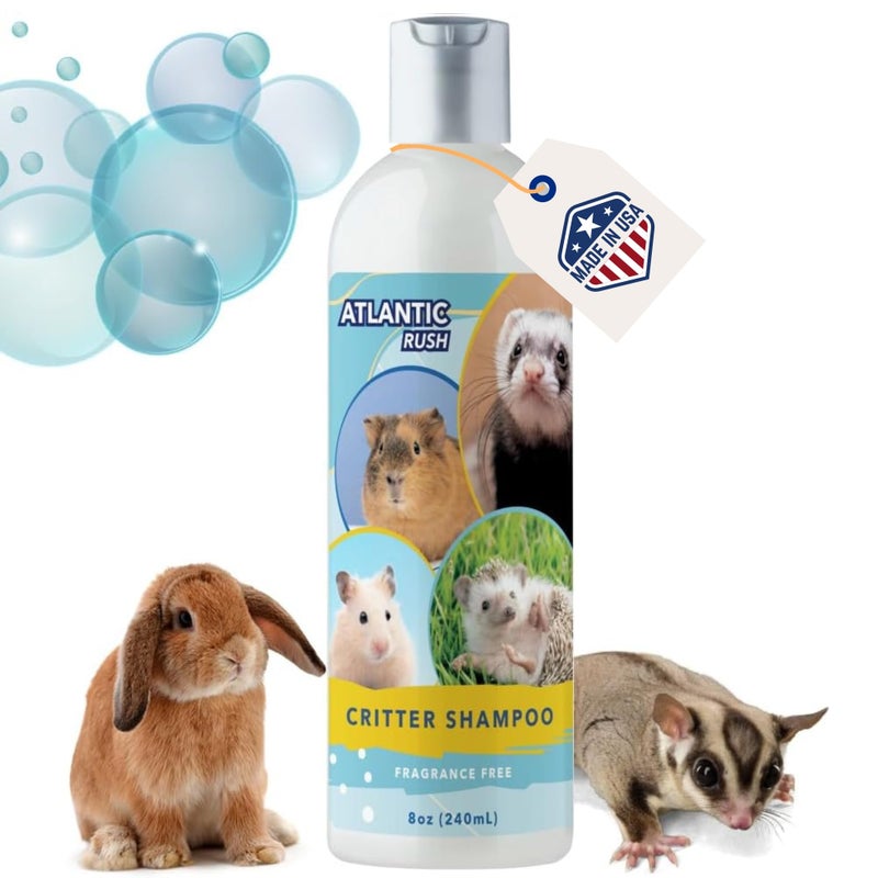 Atlantic Rush Critter Shampoo for Small Pets -Small Animal Fragrance & Detergent Free Shampoo - Sensitive Skin Shampoo for Ferrets, Guinea Pigs, Rabbits, Hedgehogs, Hamsters & Sugar Gliders (8 oz Fragrance Free) - Image 1