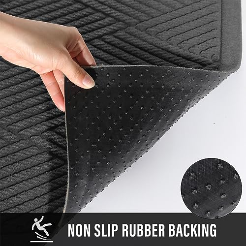 HIYARD Sturdy Front Door Mat, Absorbent Muddy Dirt Resist Welcome Door Mats Outdoor Indoor, Stain and Fade Resistant, Non-Slip Rubber Backing Low Profile Doormat for Entryway, 30×17, Charcoal - Image 3