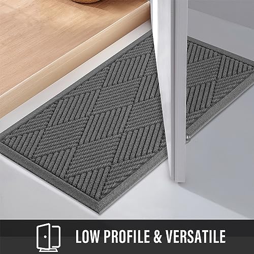 HIYARD Sturdy Front Door Mat, Absorbent Muddy Dirt Resist Welcome Door Mats Outdoor Indoor, Stain and Fade Resistant, Non-Slip Rubber Backing Low Profile Doormat for Entryway, 30×17, Charcoal - Image 5