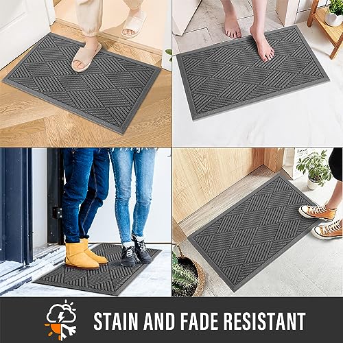HIYARD Sturdy Front Door Mat, Absorbent Muddy Dirt Resist Welcome Door Mats Outdoor Indoor, Stain and Fade Resistant, Non-Slip Rubber Backing Low Profile Doormat for Entryway, 30×17, Charcoal - Image 4