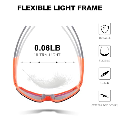Karsaer Sports Baseball Sunglasses Men Women Visor Cycling Glasses MTB Running Driving Fishing Baseball B5105, Red - Image 3
