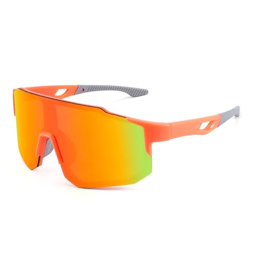 Karsaer Sports Baseball Sunglasses Men Women Visor Cycling Glasses MTB Running Driving Fishing Baseball B5105, Red - Image 1