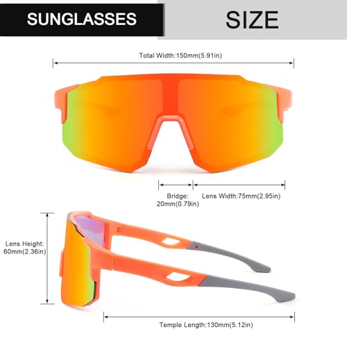 Karsaer Sports Baseball Sunglasses Men Women Visor Cycling Glasses MTB Running Driving Fishing Baseball B5105, Red - Image 4