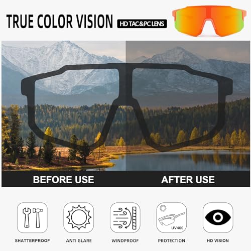 Karsaer Sports Baseball Sunglasses Men Women Visor Cycling Glasses MTB Running Driving Fishing Baseball B5105, Red - Image 5
