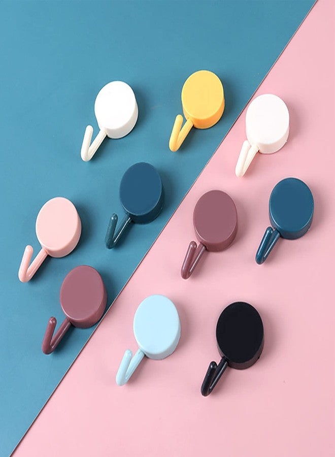FLORISCA Self Adhesive Wall Hooks Waterproof Adhesive Sticky Round Hooks | Hanging Capacity 2 KG Max | Multipurpose Home Storage (Colorful Hook, Pack of 10 Pcs), Plastic - Image 1