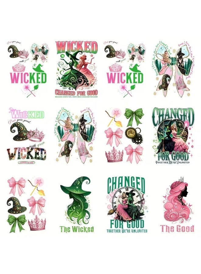 WICKED 12 Pictures, Vibrant Fantasy Princess And Wicked Theme UV DTF Transfer Stickers for 16 Oz Garage Bottles, Travel Cups, Water Cup Stickers, Perfect for Crafts, Gifts And Campus Decorations - Image 2