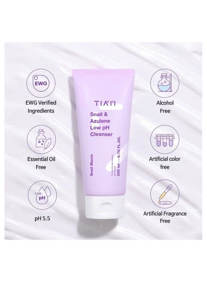 TIA'M Snail&Azulene Low Ph Cleanser Gel Facial Cleanser 200ML - Image 2