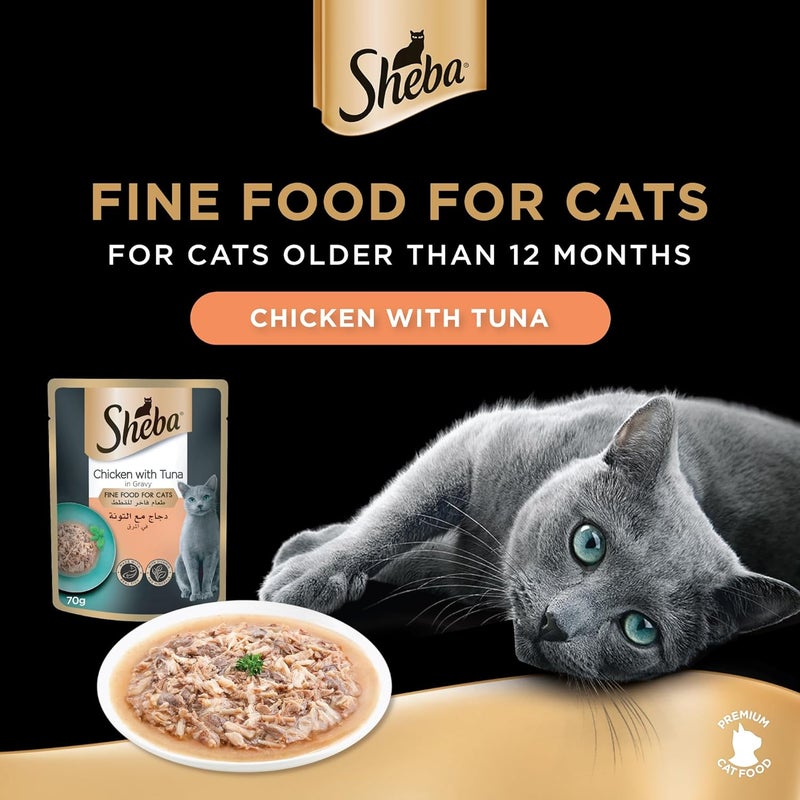 Sheba Premium Loaf Chicken with Tuna Cat Food, 12 Pack of 70g - Image 2
