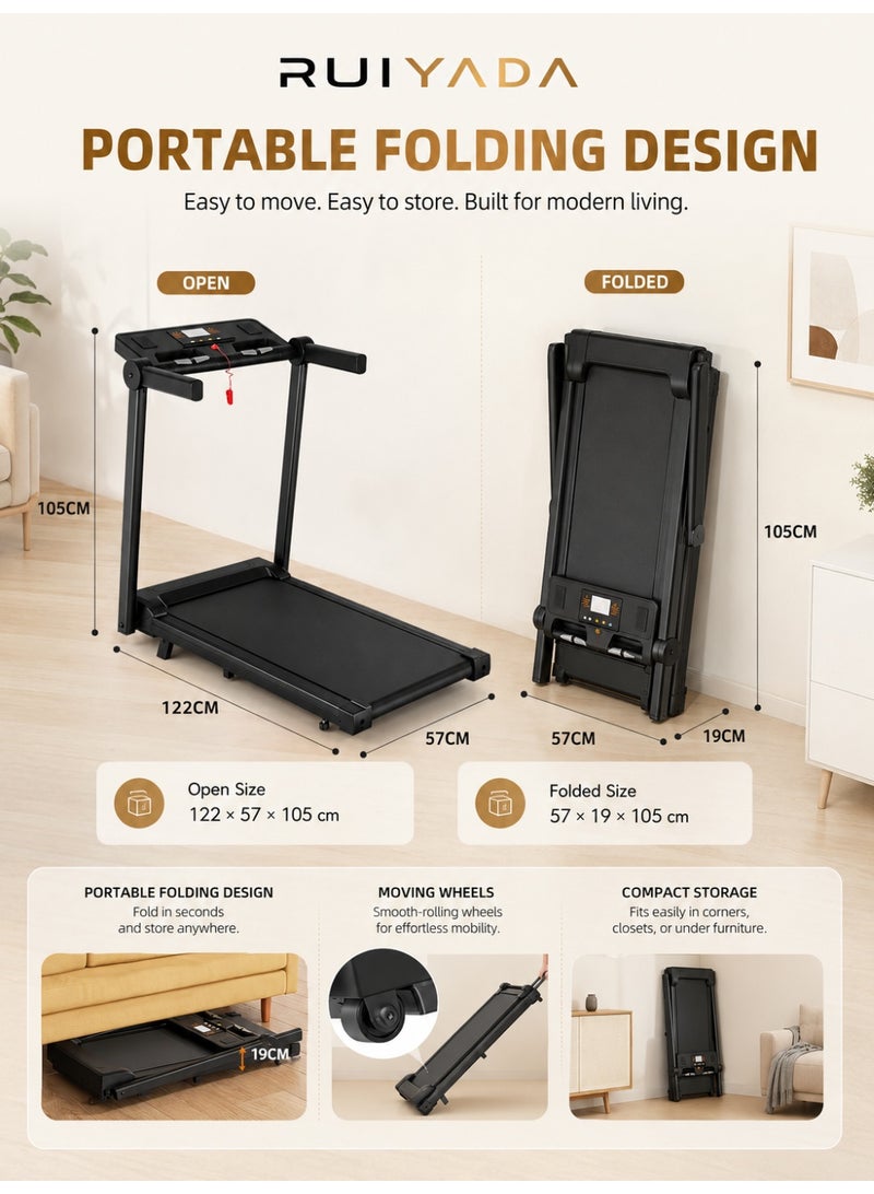 الحلم جهاز المشي «Walking Pad» المزود بخاصية الانحدار التلقائي، جهاز مشي قابل للطي يمكن وضعه تحت المكتب للمساحات الصغيرة في المنزل، بمحرك بقوة 0.75 حصان وسرعة تتراوح بين 1 و10 كم/ساعة، وسعة 265 رطلاً، وشاشة LED مع جهاز مراقبة معدل ضربات القلب، جهاز مشي صغير الحجم يمكن وضعه تحت السرير - Image 2