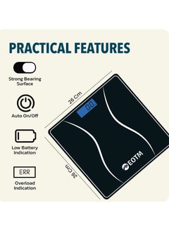 EOTM Professional Digital Body LCD Display Weight Scale Black  - Image 5