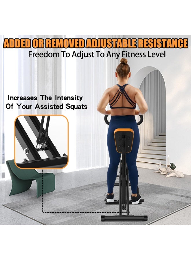 والالا جهاز تمرين القرفصاء القابل للطي للاستخدام المنزلي - جهاز تمرين مع أشرطة مقاومة قابلة للتعديل، جهاز تدريب القرفصاء المساعد لتمرين عضلات الأرداف والبطن والظهر والساقين - Image 5