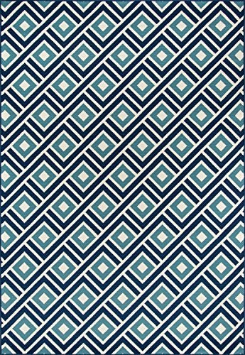 Momeni Rugs , Baja Collection Contemporary Indoor & Outdoor Area Rug, Easy to Clean, UV protected & Fade Resistant, 1'8" x 3'7", Blue - Image 1