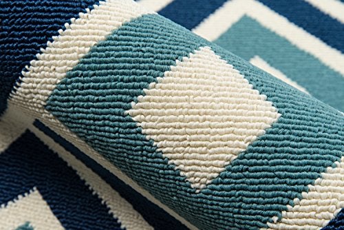 Momeni Rugs , Baja Collection Contemporary Indoor & Outdoor Area Rug, Easy to Clean, UV protected & Fade Resistant, 1'8" x 3'7", Blue - Image 5