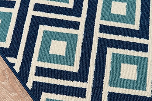 Momeni Rugs , Baja Collection Contemporary Indoor & Outdoor Area Rug, Easy to Clean, UV protected & Fade Resistant, 1'8" x 3'7", Blue - Image 4