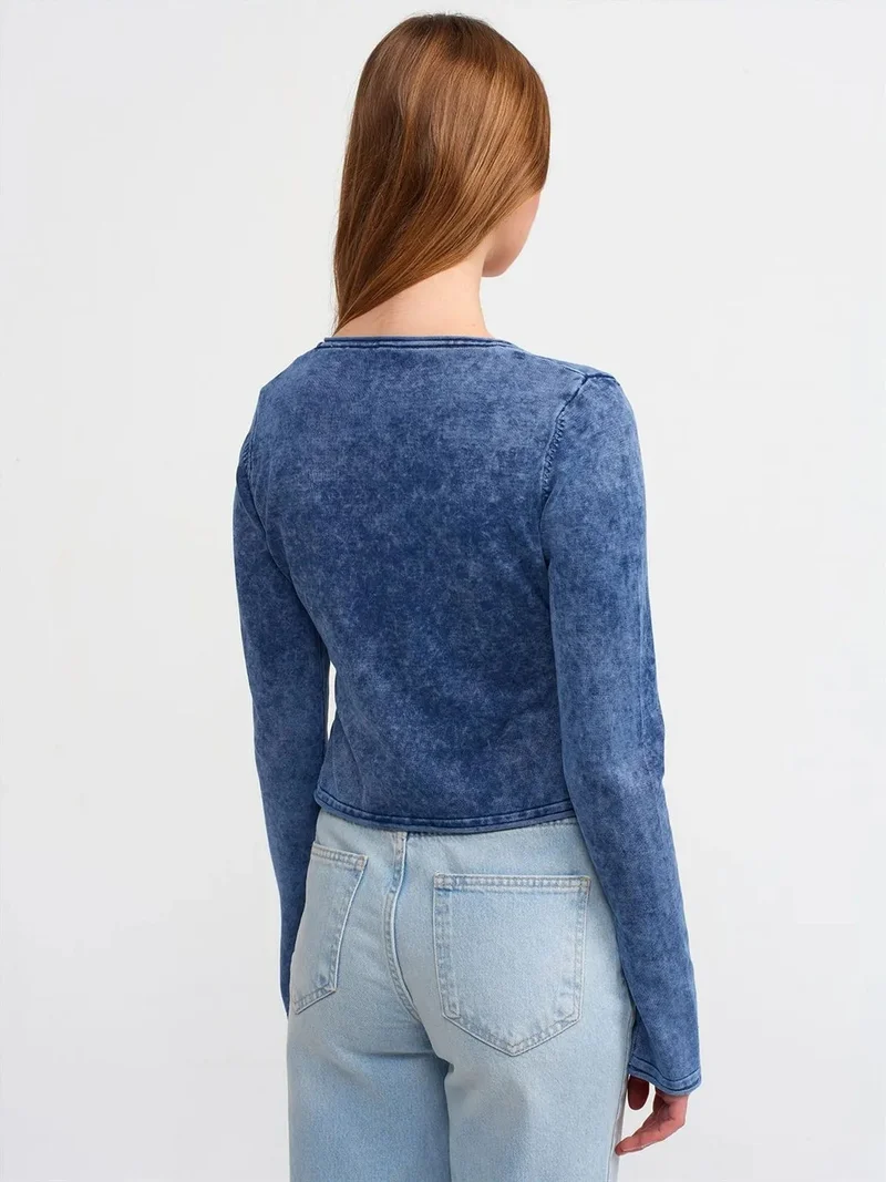 ديلفين DILVIN Cotton Ribbed Crop Cardigan