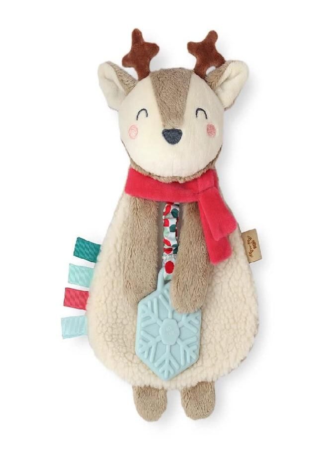 Itzy Ritzy - Itzy Ritzy - Itzy Lovey Including Teether, Textured Ribbons & Dangle Arms; Features Crinkle Sound, Sherpa Fabric and Minky Plush; Jolly The Reindeer - Image 1