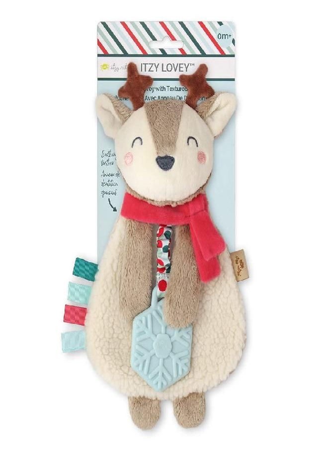 Itzy Ritzy - Itzy Ritzy - Itzy Lovey Including Teether, Textured Ribbons & Dangle Arms; Features Crinkle Sound, Sherpa Fabric and Minky Plush; Jolly The Reindeer - Image 1