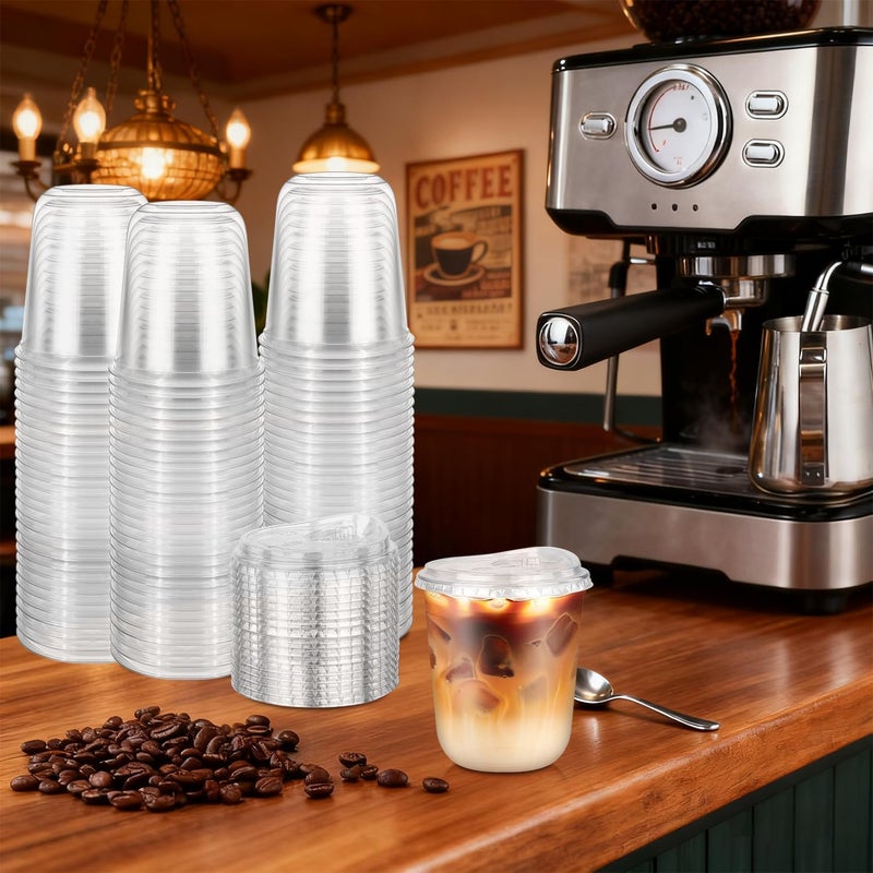 Etersky [50 Pack] Clear Plastic Cups with Lids, Disposable Strawless Coffee Iced Drink Cup – Cold Beverage To Go Cups for Iced Coffee, Smoothies, Juice, Tea, Water, Party Use (12 oz) - Image 2
