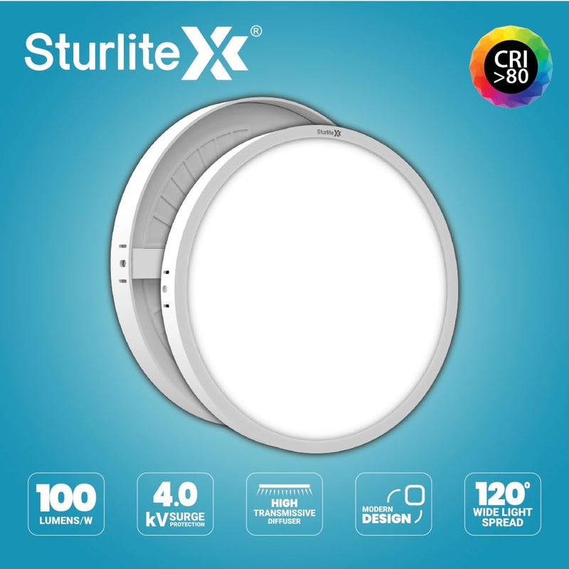 Sturlite S-FIT 30W Round LED Surface Light| 6500k Cool White Color Temperature| 2400 Lumens with CRI Tech for Accurate Color Representation - (Pack of 1) - Image 4