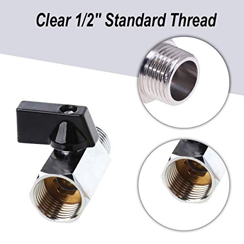 YXCCSE 3 Pcs 1/2" Brass Mini Ball Valve Shut-Off Valve,1/2" G Thread Female x Male Thread Ball Valves 1/2 inch Ball Valve Shut Off Valve - Image 2