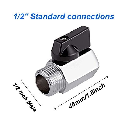 YXCCSE 3 Pcs 1/2" Brass Mini Ball Valve Shut-Off Valve,1/2" G Thread Female x Male Thread Ball Valves 1/2 inch Ball Valve Shut Off Valve - Image 4