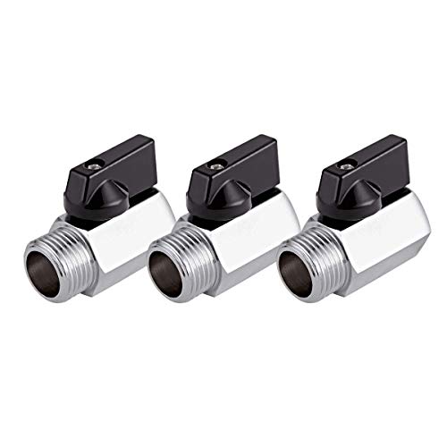 YXCCSE 3 Pcs 1/2" Brass Mini Ball Valve Shut-Off Valve,1/2" G Thread Female x Male Thread Ball Valves 1/2 inch Ball Valve Shut Off Valve - Image 1