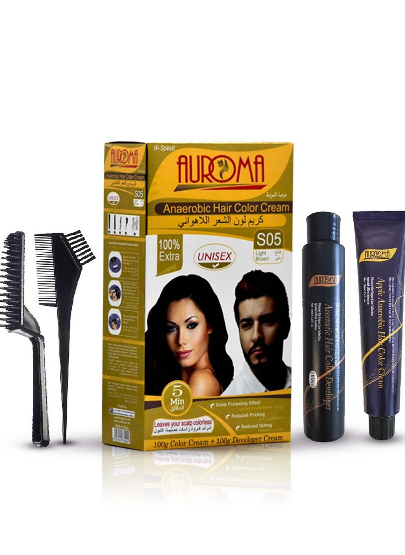 AUROMA Auroma Ammonia free Hair Color S05 Light Brown  - Image 1