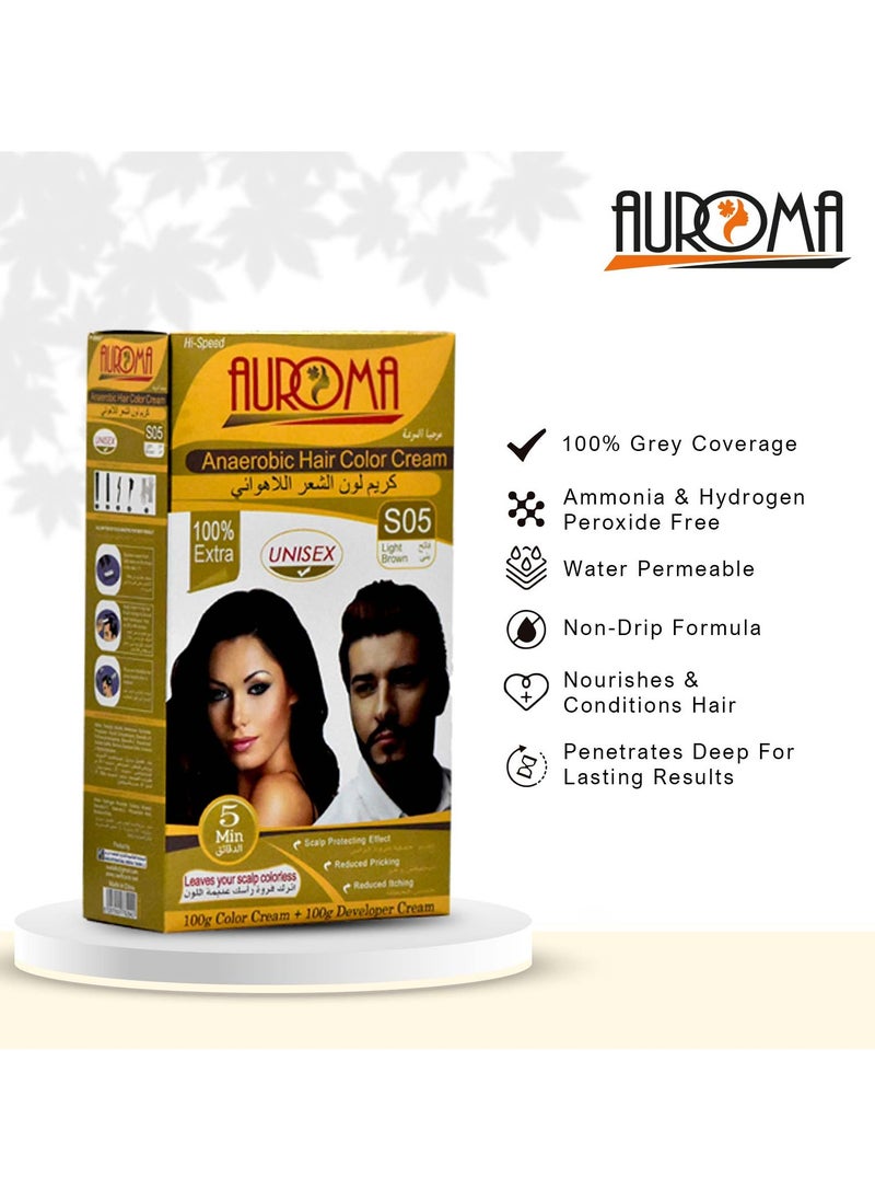 AUROMA Auroma Ammonia free Hair Color S05 Light Brown  - Image 2