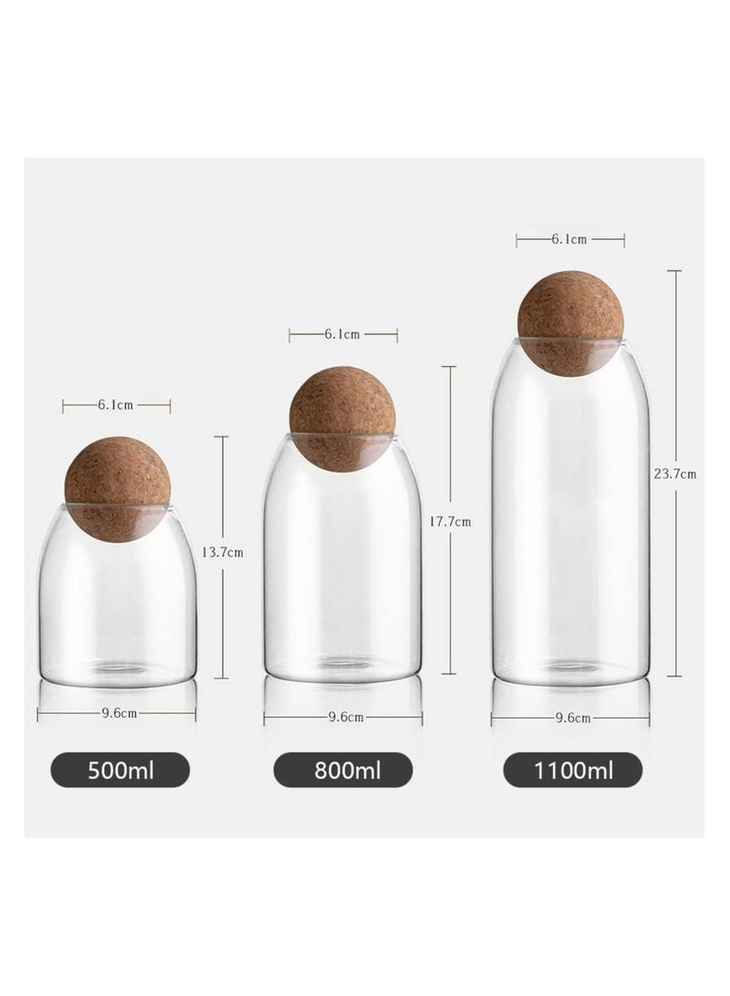 بلومنغ تايم 3 × برطمانات تخزين زجاجية، برطمان زجاجي من البورسليكات، برطمانات توابل مع سدادة من الفلين، للتوابل والسكر والقهوة والبسكويت والحلويات - Image 2