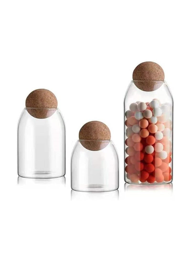 بلومنغ تايم 3 × برطمانات تخزين زجاجية، برطمان زجاجي من البورسليكات، برطمانات توابل مع سدادة من الفلين، للتوابل والسكر والقهوة والبسكويت والحلويات - Image 1