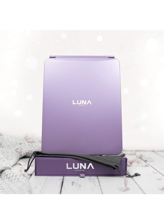 Eclipse LED Lighted Travel Vanity Makeup Mirror | 3 Colour Light, Compact, Portable, Lighted, Rechargeable, Illuminated Mirror | Perfect for Travel, Makeup & Beauty Needs | Lavender