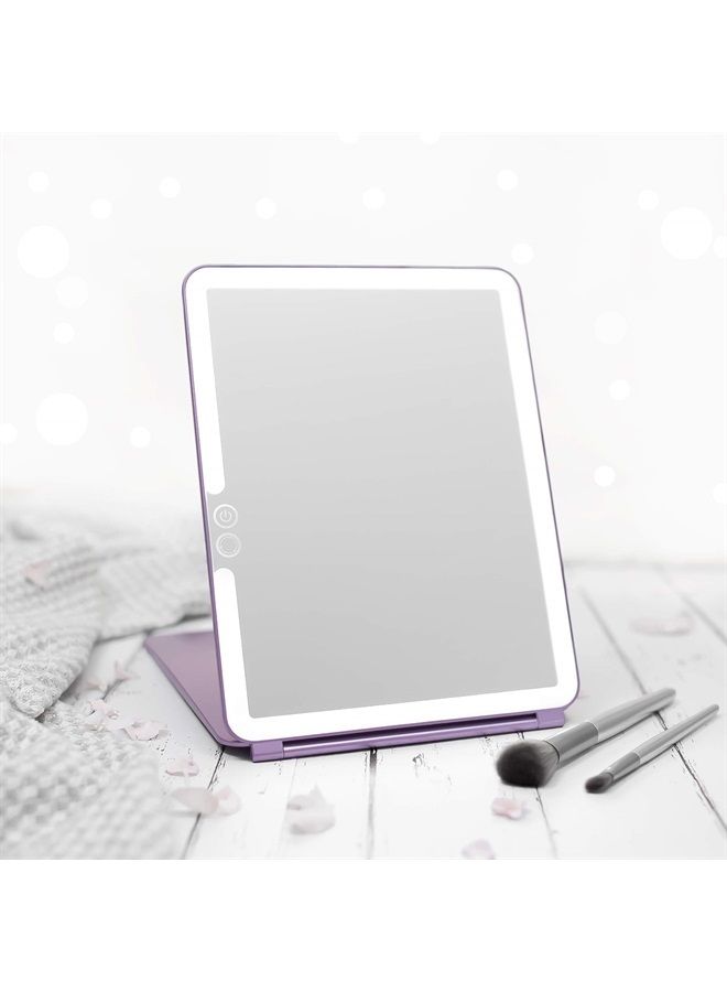 Eclipse LED Lighted Travel Vanity Makeup Mirror | 3 Colour Light, Compact, Portable, Lighted, Rechargeable, Illuminated Mirror | Perfect for Travel, Makeup & Beauty Needs | Lavender