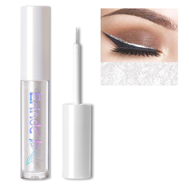 Erinde Liquid Glitter Eyeshadow Eyeliner, Metallic Shimmer Glitter Eyeshadow Liner, High Pigment Colored Eyeliner, Waterproof Long Lasting Sparkle Eye Makeup for Women, Pearl White - Image 1