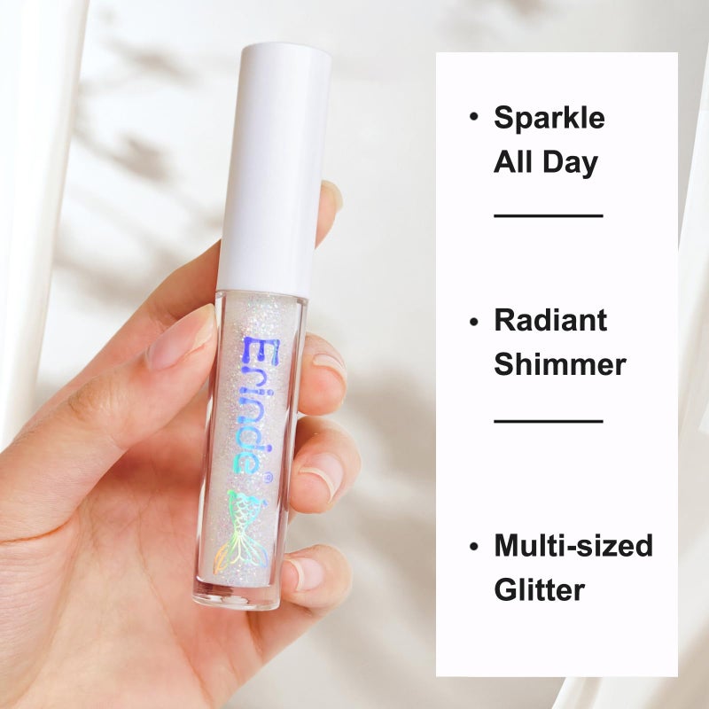 Erinde Liquid Glitter Eyeshadow Eyeliner, Metallic Shimmer Glitter Eyeshadow Liner, High Pigment Colored Eyeliner, Waterproof Long Lasting Sparkle Eye Makeup for Women, Pearl White - Image 3