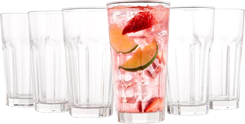 Vikko Drinking Glasses, 11 Ounce Glass Cups, Durable Glasses Drinking Set of 6, Tall Water Glasses, Stackable Highball Glasses, Heavy Base Tumblers & Water Glasses, Dishwasher Safe Cups - Image 1
