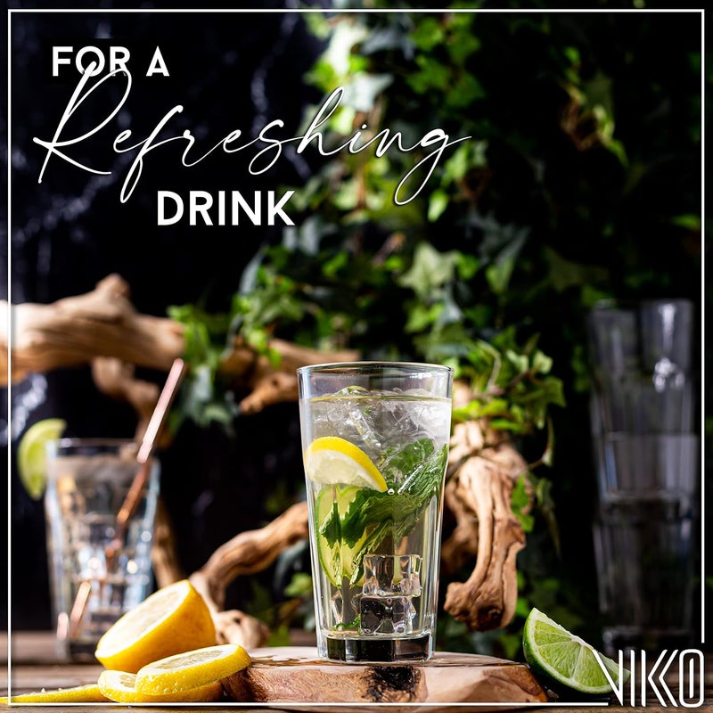 Vikko Drinking Glasses, 11 Ounce Glass Cups, Durable Glasses Drinking Set of 6, Tall Water Glasses, Stackable Highball Glasses, Heavy Base Tumblers & Water Glasses, Dishwasher Safe Cups - Image 4