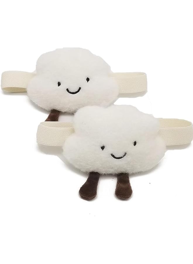 The Bros أربطة ستائر 2 عبوة، أربطة ستائر سحابية على شكل سحابة كرتونية، أربطة ستائر لطيفة للأطفال الفتيات لغرفة المعيشة وغرفة النوم وديكور الحضانة والمكتب المنزلي (أبيض) - Image 4