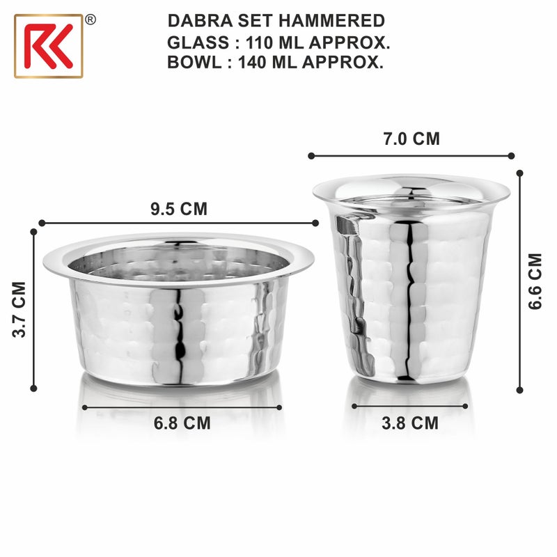 RK RK Kumbakonam Hammered Stainless Steel Traditional Dabara Set | Coffee Dabara Set | South Indian Filter Coffee Tumbler Set (Silver, Pack of 2)  - Image 3