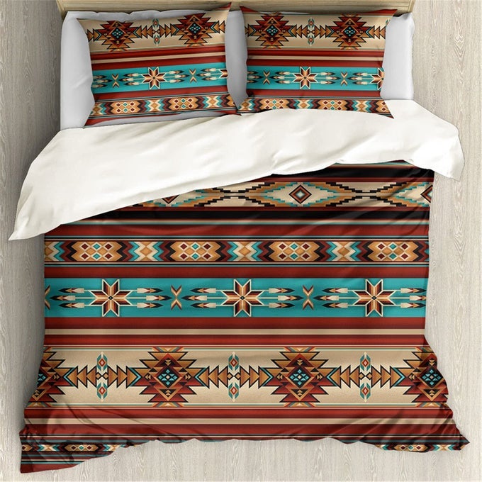 SOUTHWESTER BEDDING SETS FOR WOMEN MEN DUVET COVER NATIVE AMERICAN INDIAN STYLE COMFORTER QUILT COVERS TWIN 1 DUVET COVER 2 PILLOWCASES TWIN TRIBAL AZTEC