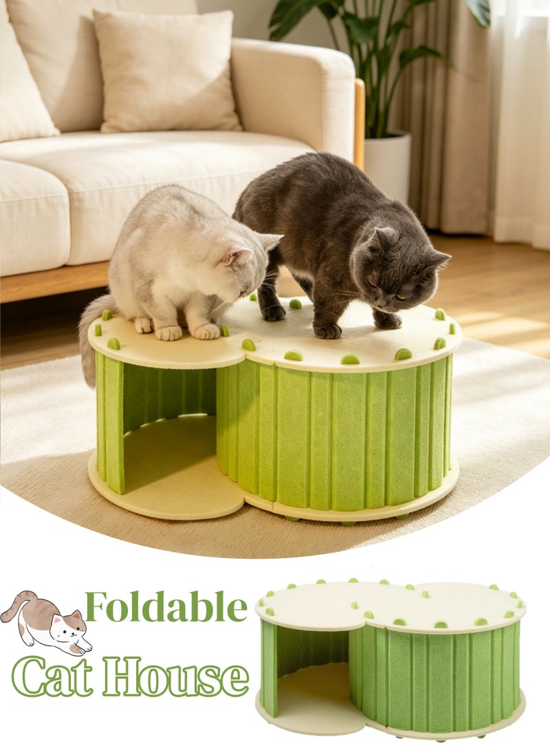 Aimayapet S-Shaped Tunnel Cat Nest Cat Tunnel Bed Felt Foldable Cat House Semi Enclosed Cat Bed Multifunctional Cat Tunne Toy House Detachable Cat Nest Washable Pet Cat Scratching Playing Toy 2 in 1 Cat Nest Pet House Green - Image 1