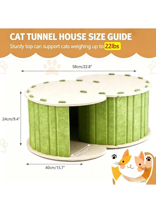 Aimayapet S-Shaped Tunnel Cat Nest Cat Tunnel Bed Felt Foldable Cat House Semi Enclosed Cat Bed Multifunctional Cat Tunne Toy House Detachable Cat Nest Washable Pet Cat Scratching Playing Toy 2 in 1 Cat Nest Pet House Green - Image 2