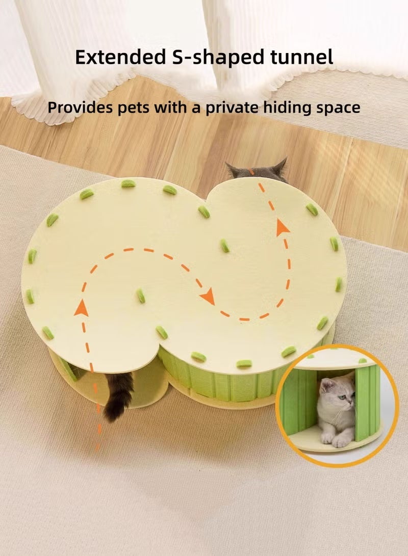 Aimayapet S-Shaped Tunnel Cat Nest Cat Tunnel Bed Felt Foldable Cat House Semi Enclosed Cat Bed Multifunctional Cat Tunne Toy House Detachable Cat Nest Washable Pet Cat Scratching Playing Toy 2 in 1 Cat Nest Pet House Green - Image 4