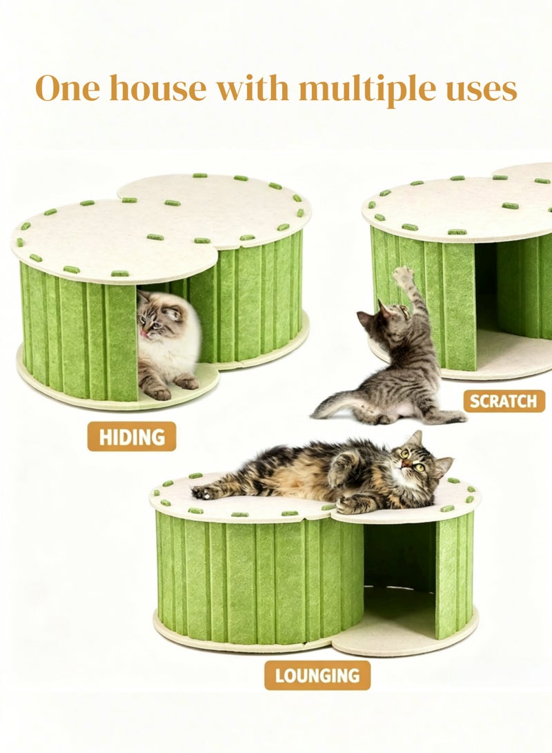 Aimayapet S-Shaped Tunnel Cat Nest Cat Tunnel Bed Felt Foldable Cat House Semi Enclosed Cat Bed Multifunctional Cat Tunne Toy House Detachable Cat Nest Washable Pet Cat Scratching Playing Toy 2 in 1 Cat Nest Pet House Green - Image 5