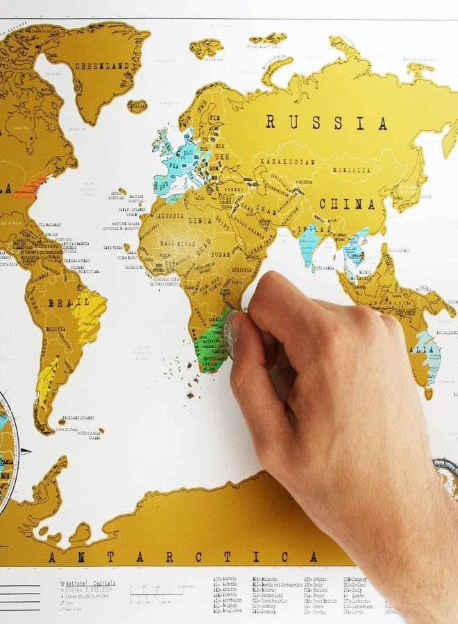 Luckies of London Ltd Luckies Scratch Map - Scratch Off World Map - World Travel Maps Frame - Countries Visited Maps - Scratchable Poster with Tube - Detailed Europe & US States Poster - Scratchable Wall Pin Board - Large - Image 5